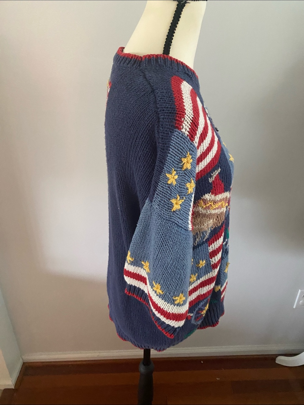 Northern Isles XL knitted by hand 4th of July sweater - Picture 8 of 11